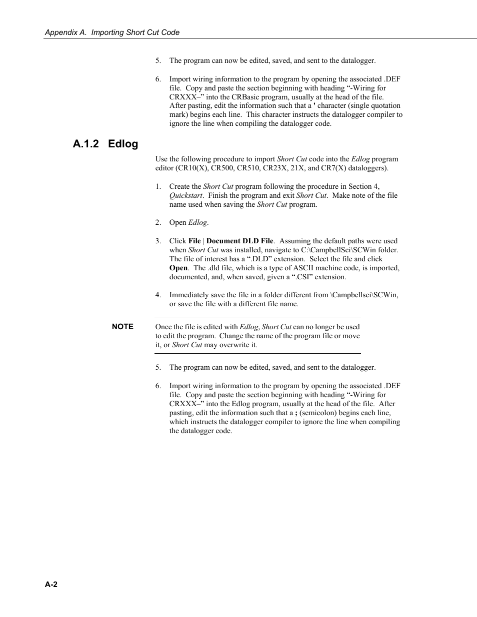A.1.2 edlog, A.1.2 | Campbell Scientific OBS-3+ and OBS300 Suspended Solids and Turbidity Monitors User Manual | Page 42 / 54