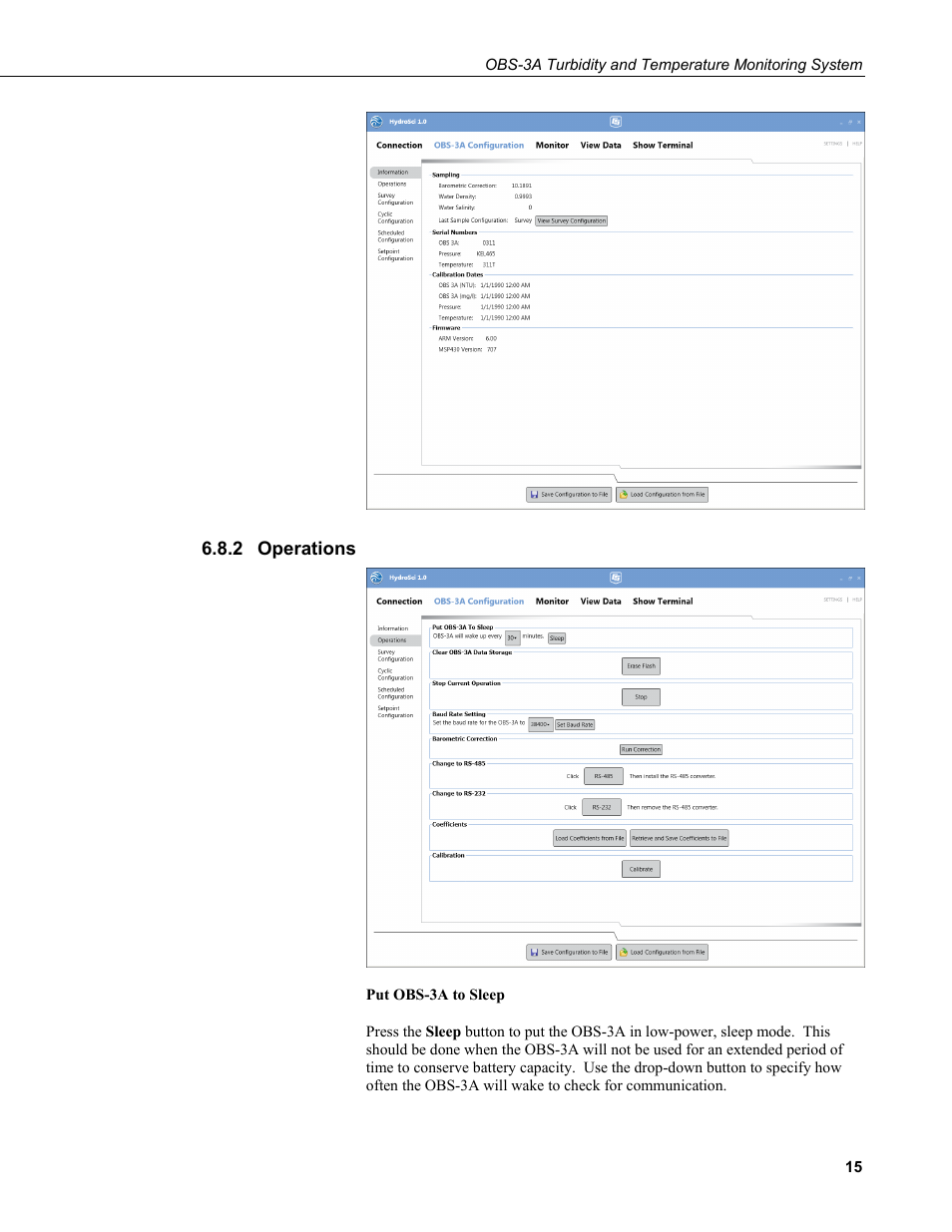 2 operations, Operations | Campbell Scientific OBS-3A Turbidity and Temperature Monitoring System User Manual | Page 23 / 72