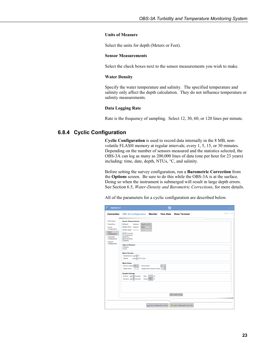 4 cyclic configuration, Cyclic configuration | Campbell Scientific OBS-3A Turbidity and Temperature Monitoring System User Manual | Page 31 / 72