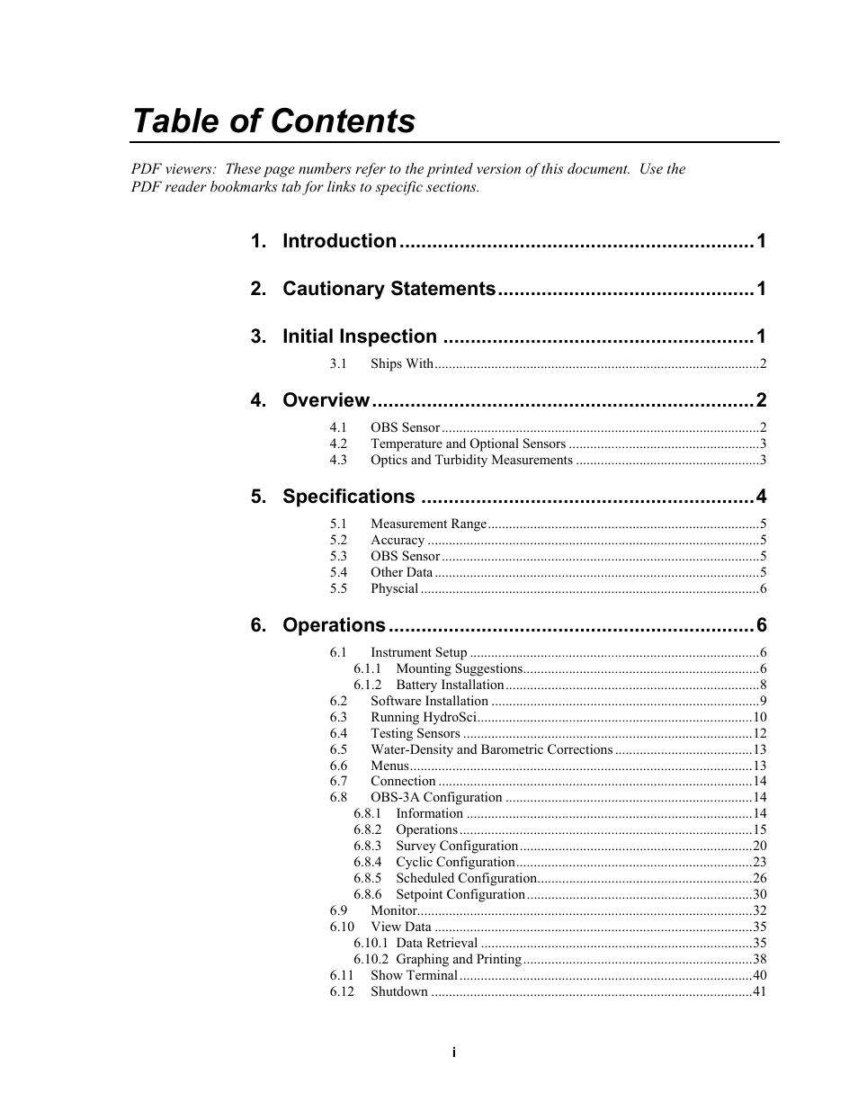 Campbell Scientific OBS-3A Turbidity and Temperature Monitoring System User Manual | Page 5 / 72