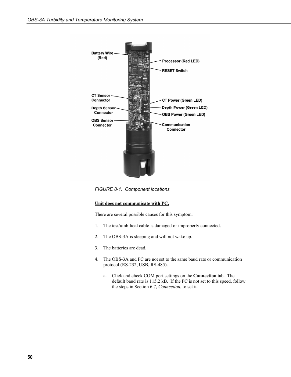 1. component, Locations | Campbell Scientific OBS-3A Turbidity and Temperature Monitoring System User Manual | Page 58 / 72