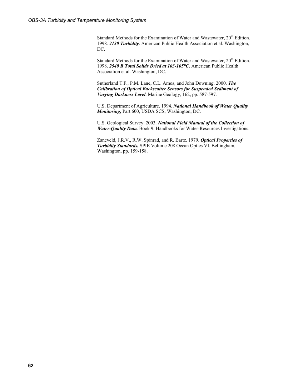Campbell Scientific OBS-3A Turbidity and Temperature Monitoring System User Manual | Page 70 / 72