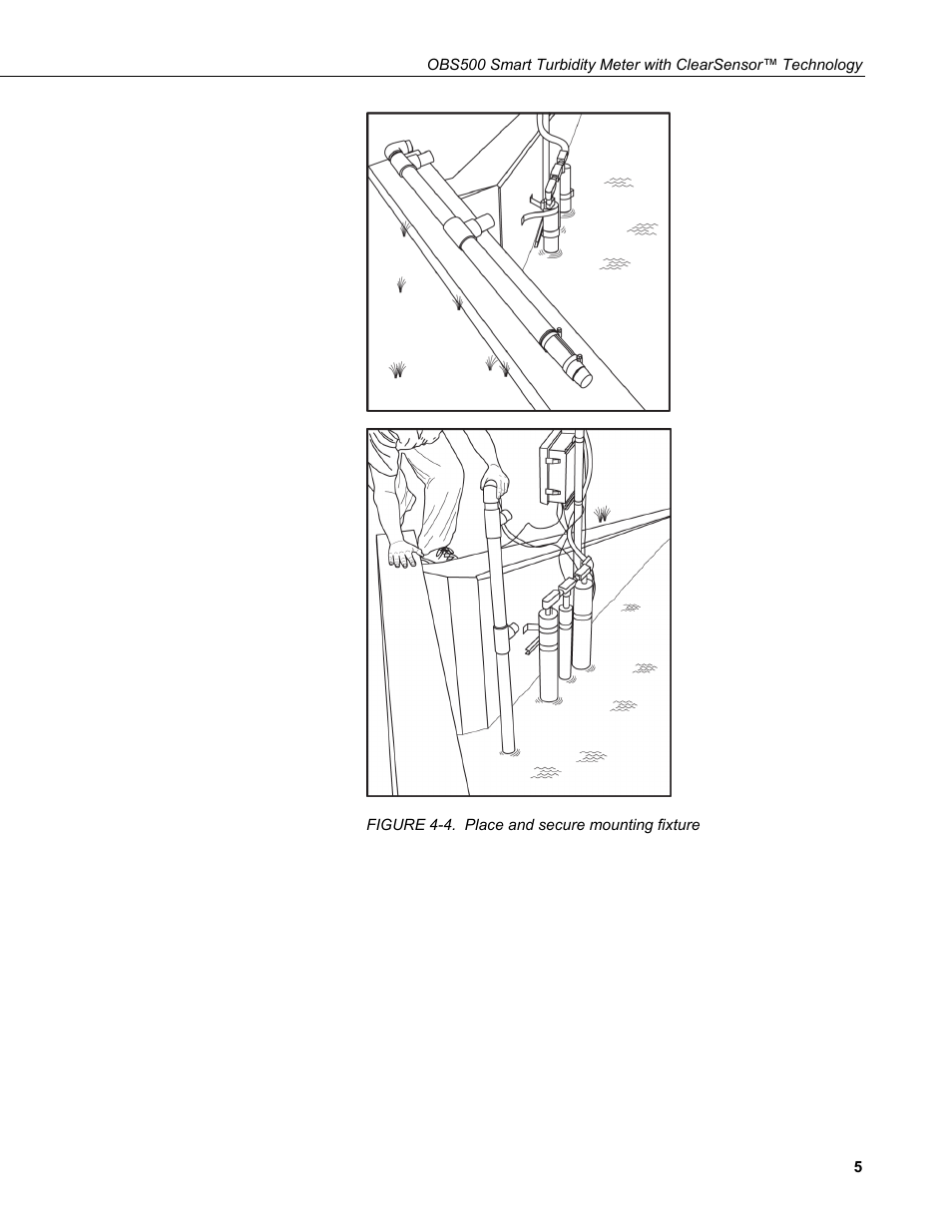 4. place and secure mounting fixture | Campbell Scientific OBS500 Smart Turbidity Meter with ClearSensor Technology User Manual | Page 15 / 64