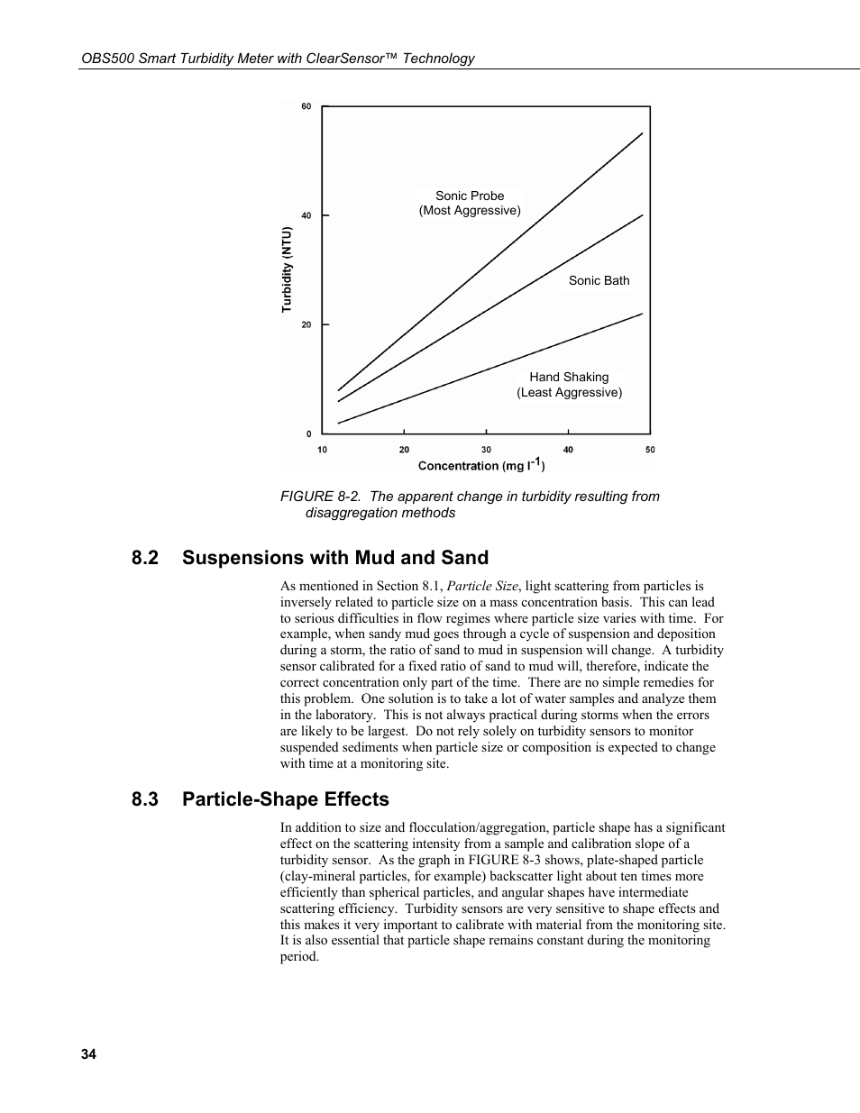 2 suspensions with mud and sand, 3 particle-shape effects, Suspensions with mud and sand | Particle-shape effects, Methods | Campbell Scientific OBS500 Smart Turbidity Meter with ClearSensor Technology User Manual | Page 44 / 64