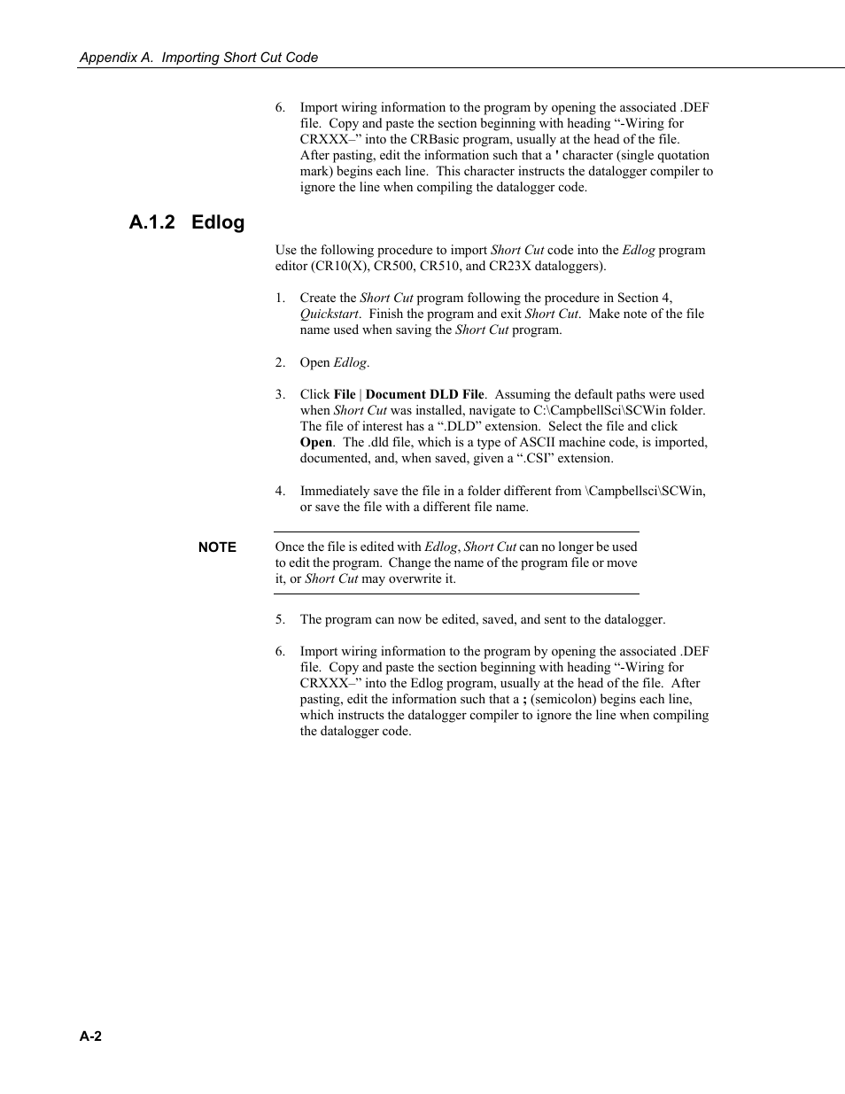 A.1.2 edlog, A.1.2 | Campbell Scientific OBS500 Smart Turbidity Meter with ClearSensor Technology User Manual | Page 54 / 64