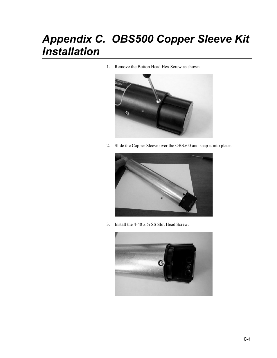 Appendix c. obs500 copper sleeve kit installation | Campbell Scientific OBS500 Smart Turbidity Meter with ClearSensor Technology User Manual | Page 61 / 64