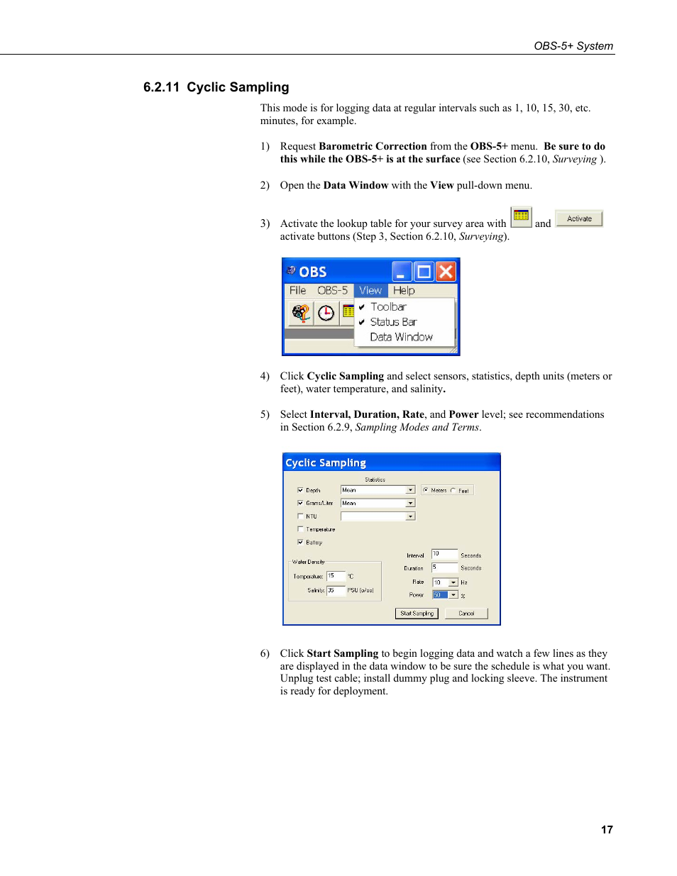 11 cyclic sampling, Cyclic sampling | Campbell Scientific OBS-5+ Sediment Concentration Monitor and Pressure Sensor User Manual | Page 25 / 52