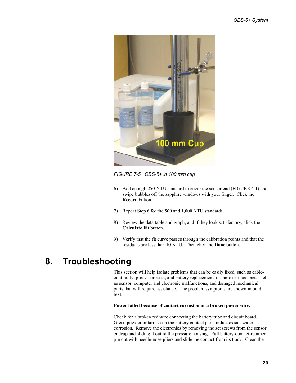 Troubleshooting, 5. obs-5+ in 100 mm cup | Campbell Scientific OBS-5+ Sediment Concentration Monitor and Pressure Sensor User Manual | Page 37 / 52