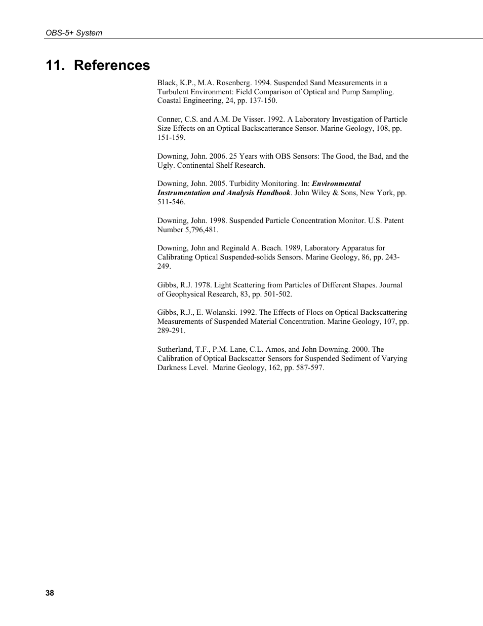References | Campbell Scientific OBS-5+ Sediment Concentration Monitor and Pressure Sensor User Manual | Page 46 / 52