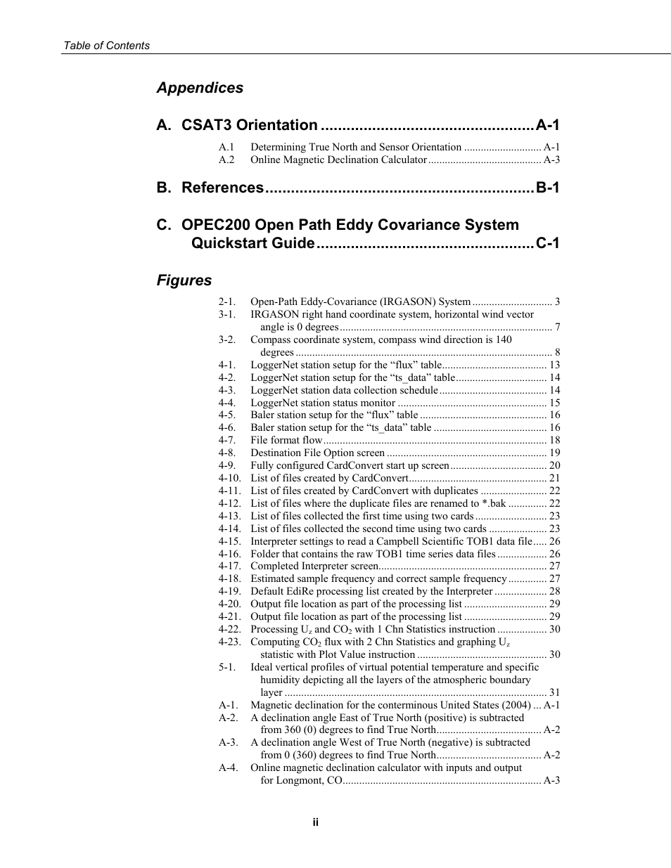Appendices a, Figures | Campbell Scientific Open Path Eddy Covariance (OPEC) User Manual | Page 6 / 56