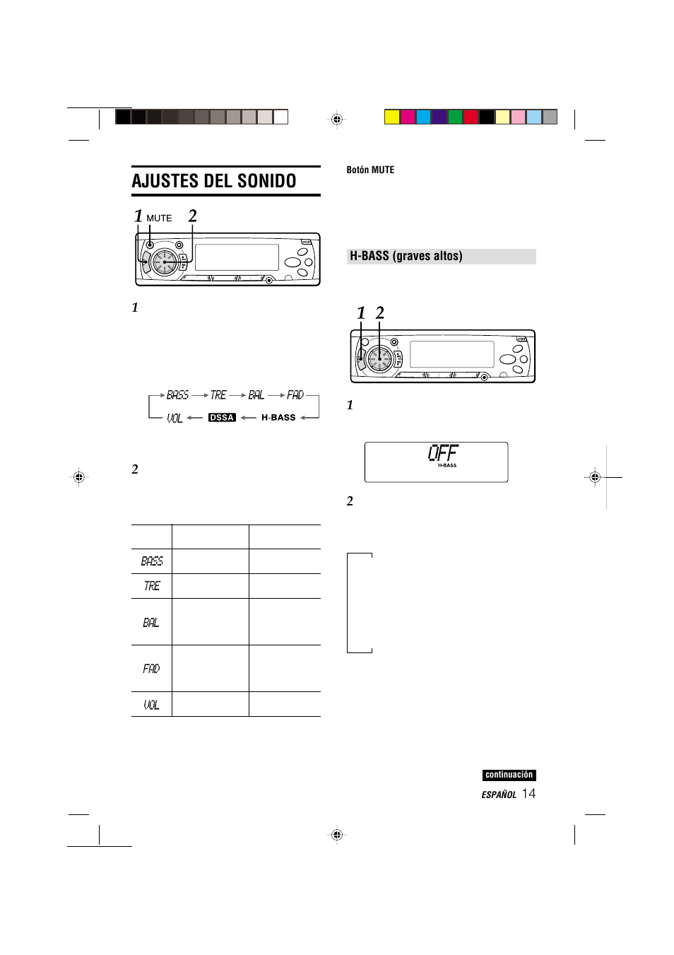 Ajustes del sonido, H-bass (graves altos) | Aiwa CDC-MP3 User Manual | Page 38 / 70