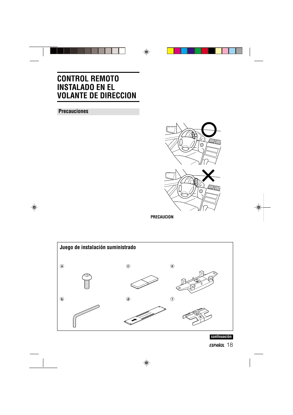 Juego de instalación suministrado, Precauciones | Aiwa CDC-MP3 User Manual | Page 42 / 70