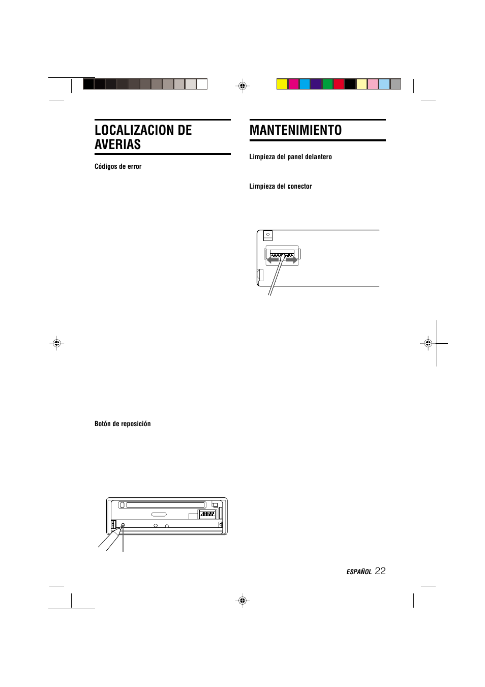 Mantenimiento, Localizacion de averias | Aiwa CDC-MP3 User Manual | Page 46 / 70