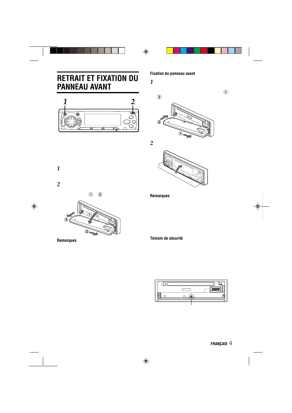 Retrait et fixation du panneau avant | Aiwa CDC-MP3 User Manual | Page 51 / 70