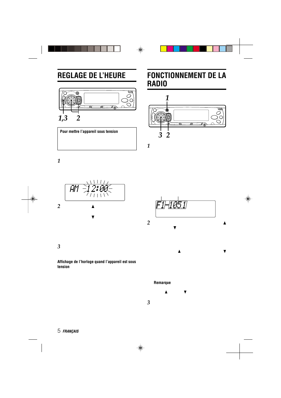 Reglage de l’heure, Fonctionnement de la radio | Aiwa CDC-MP3 User Manual | Page 52 / 70