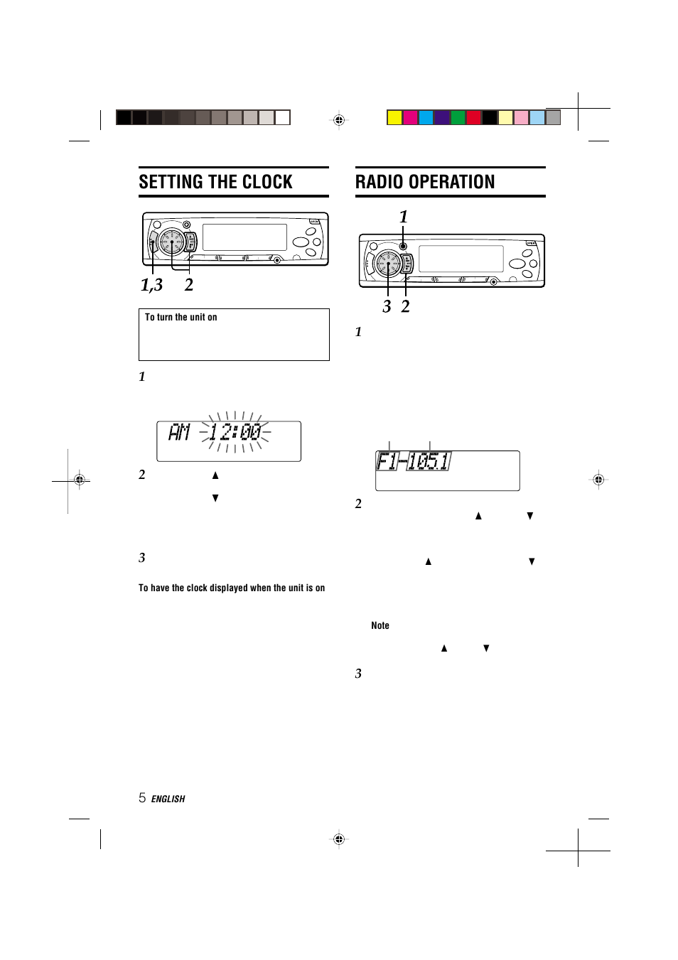 Setting the clock, Radio operation | Aiwa CDC-MP3 User Manual | Page 6 / 70