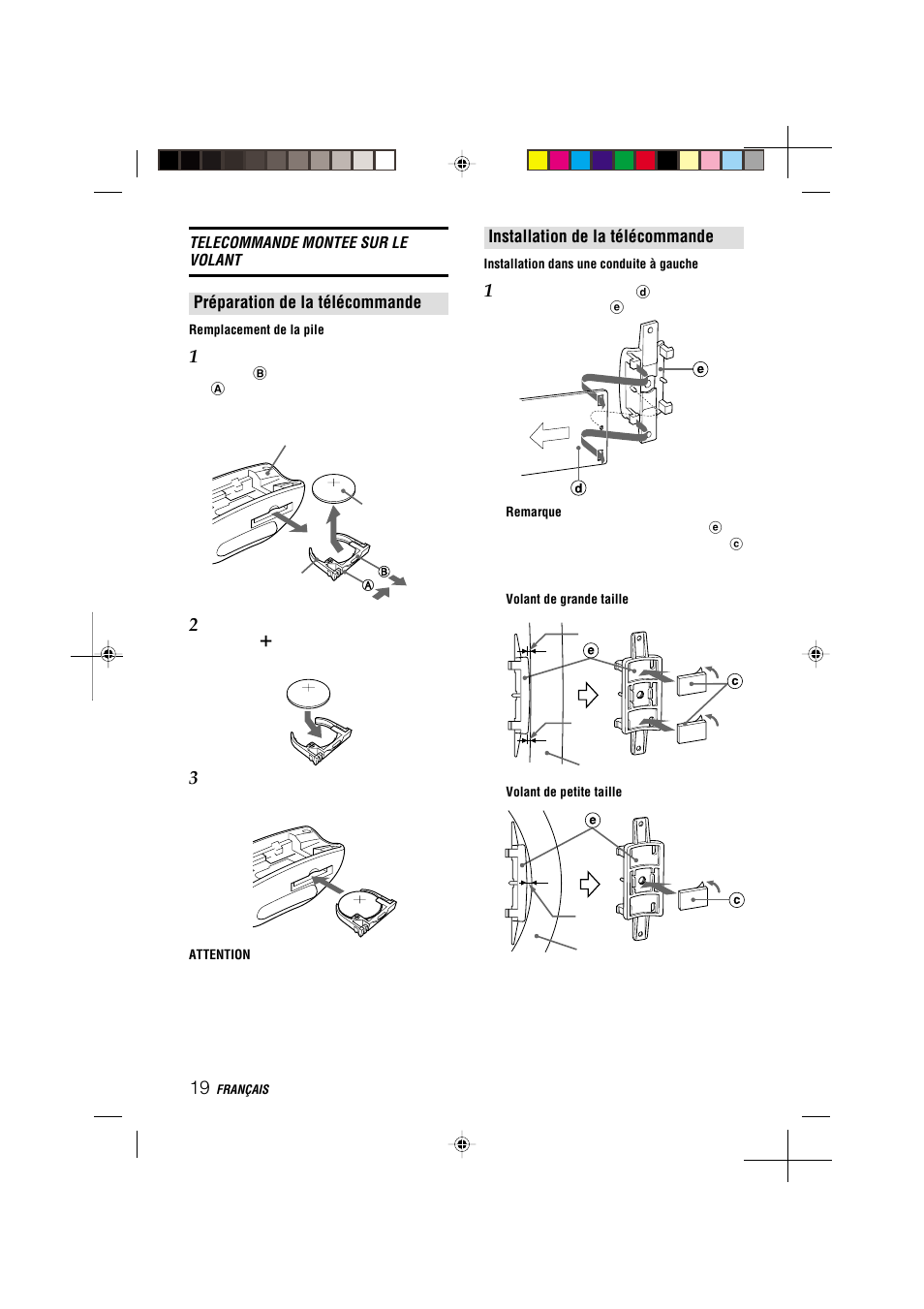 Installation de la télécommande, Préparation de la télécommande | Aiwa CDC-MP3 User Manual | Page 66 / 70