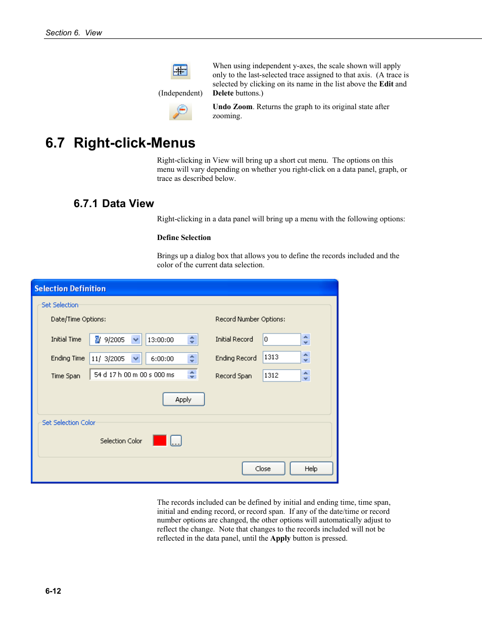 7 right-click-menus, 1 data view, 7 right-click-menus -12 | 1 data, View -12 | Campbell Scientific PC400 Datalogger Support Software User Manual | Page 112 / 254