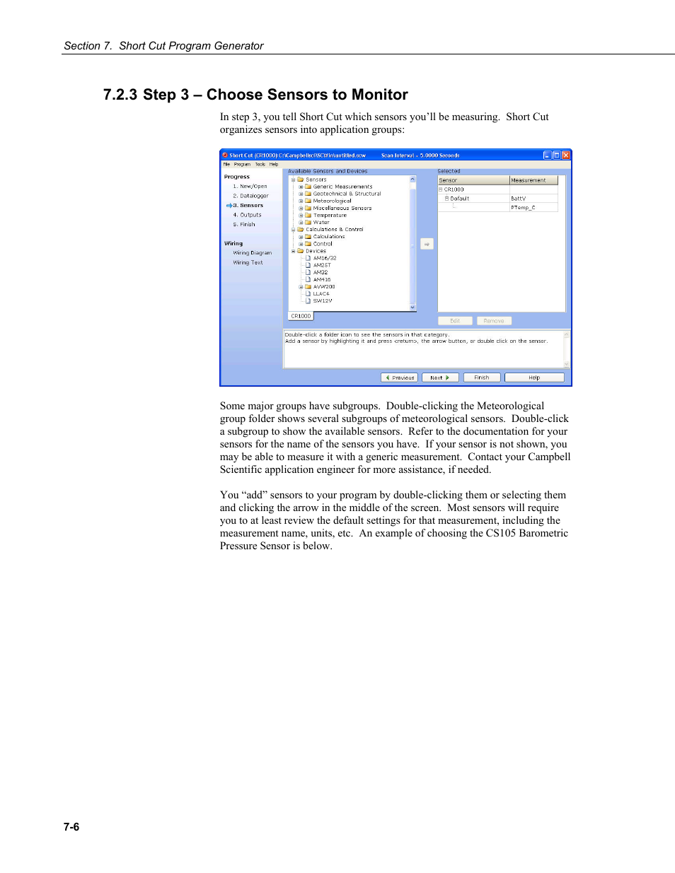 3 step 3 – choose sensors to monitor, 3 step 3 – choose sensors to monitor -6 | Campbell Scientific PC400 Datalogger Support Software User Manual | Page 122 / 254