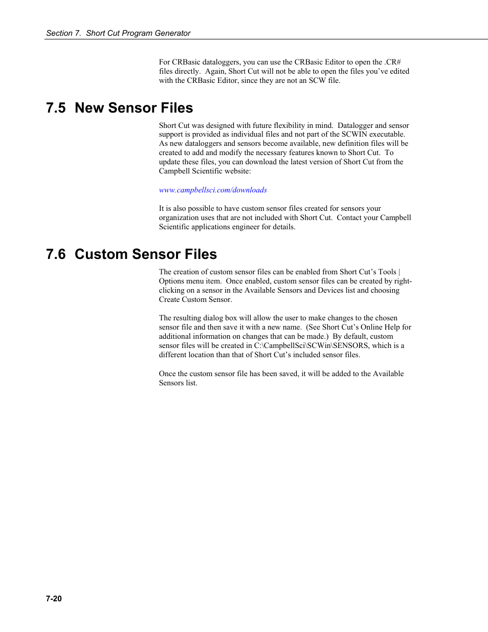5 new sensor files, 6 custom sensor files, 5 new | Sensor, Files -20, Custom sensor files -20 | Campbell Scientific PC400 Datalogger Support Software User Manual | Page 136 / 254
