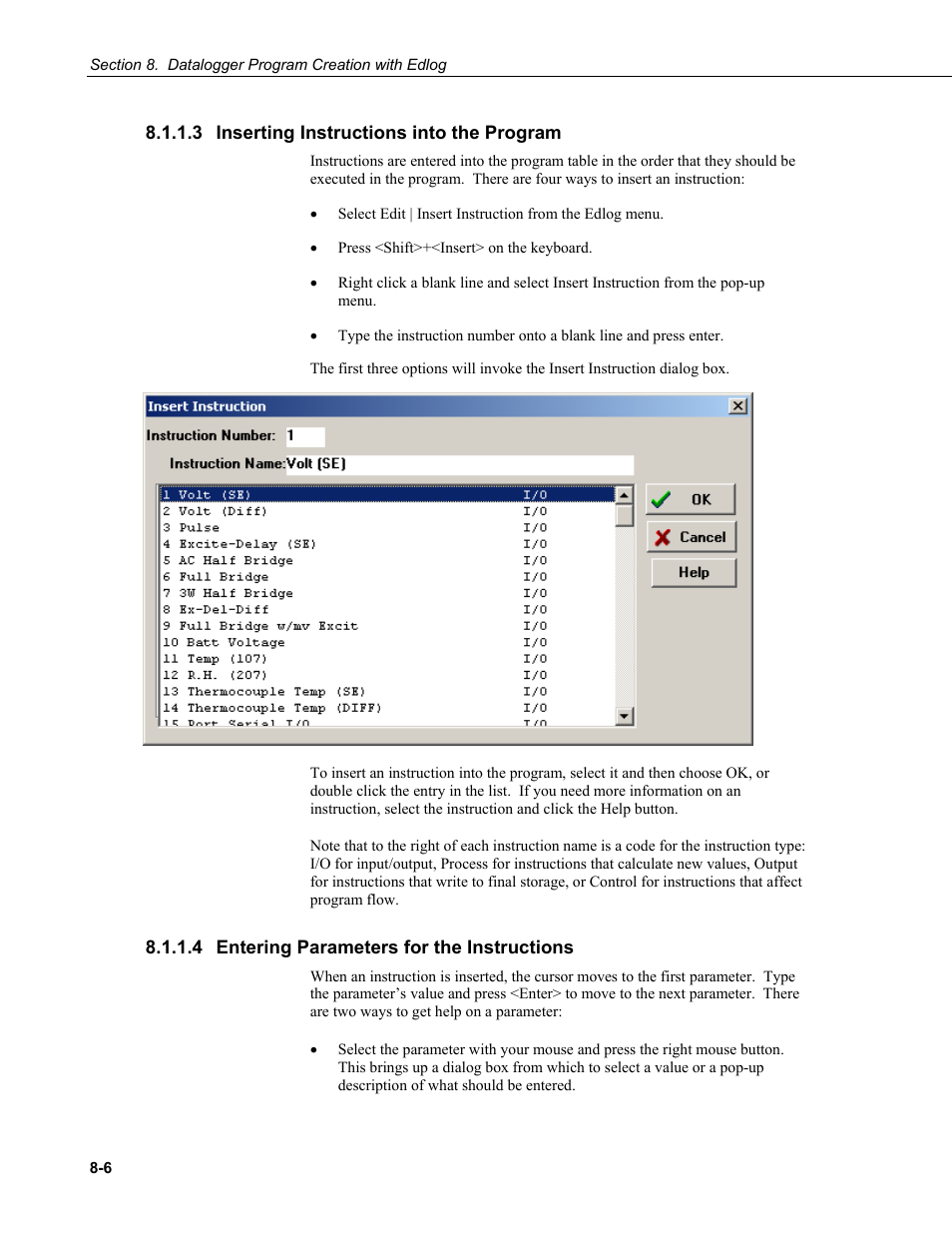 3 inserting instructions into the program, 4 entering parameters for the instructions | Campbell Scientific PC400 Datalogger Support Software User Manual | Page 142 / 254