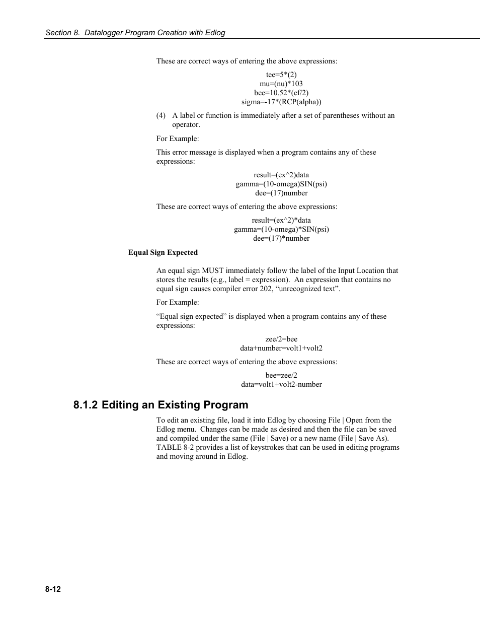 2 editing an existing program, 2 editing an existing program -12 | Campbell Scientific PC400 Datalogger Support Software User Manual | Page 148 / 254