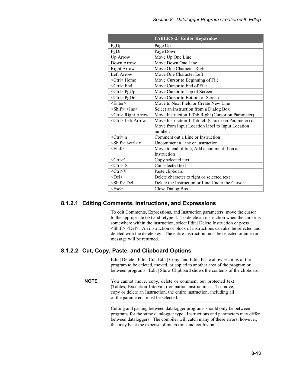 1 editing comments, instructions, and expressions, 2 cut, copy, paste, and clipboard options, 1 editing | Comments, Instructions, and expressions -13, 2 cut, Copy, Paste, And clipboard options -13, 2. editor | Campbell Scientific PC400 Datalogger Support Software User Manual | Page 149 / 254