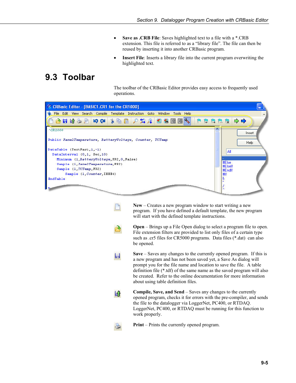 3 toolbar, 3 toolbar -5 | Campbell Scientific PC400 Datalogger Support Software User Manual | Page 167 / 254