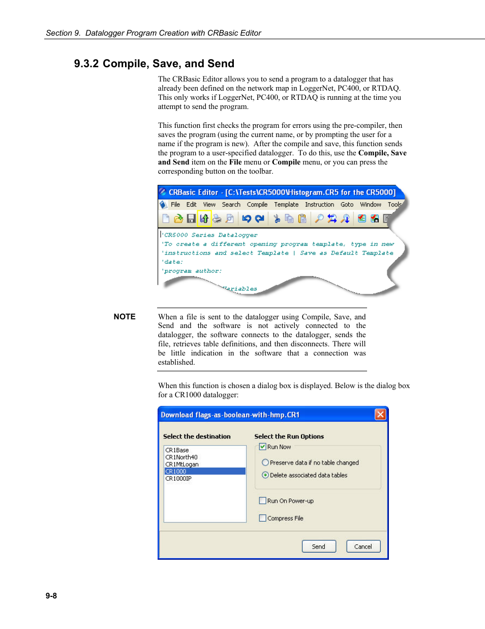 2 compile, save, and send, 2 compile, save, and send -8 | Campbell Scientific PC400 Datalogger Support Software User Manual | Page 170 / 254