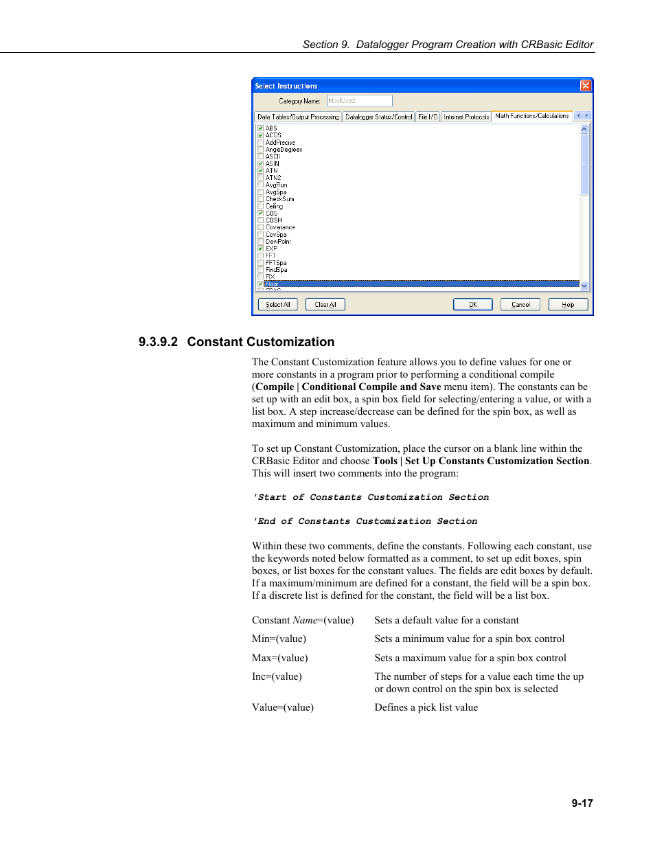 2 constant customization, 2 constant, Customization -17 | Campbell Scientific PC400 Datalogger Support Software User Manual | Page 179 / 254