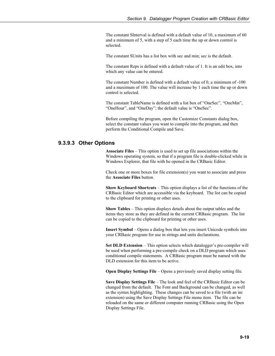 3 other options, 3 other, Options -19 | Campbell Scientific PC400 Datalogger Support Software User Manual | Page 181 / 254