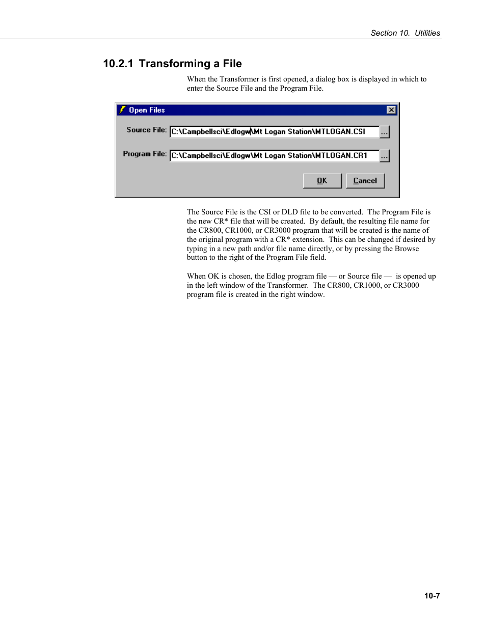 1 transforming a file, 1 transforming a file -7 | Campbell Scientific PC400 Datalogger Support Software User Manual | Page 201 / 254