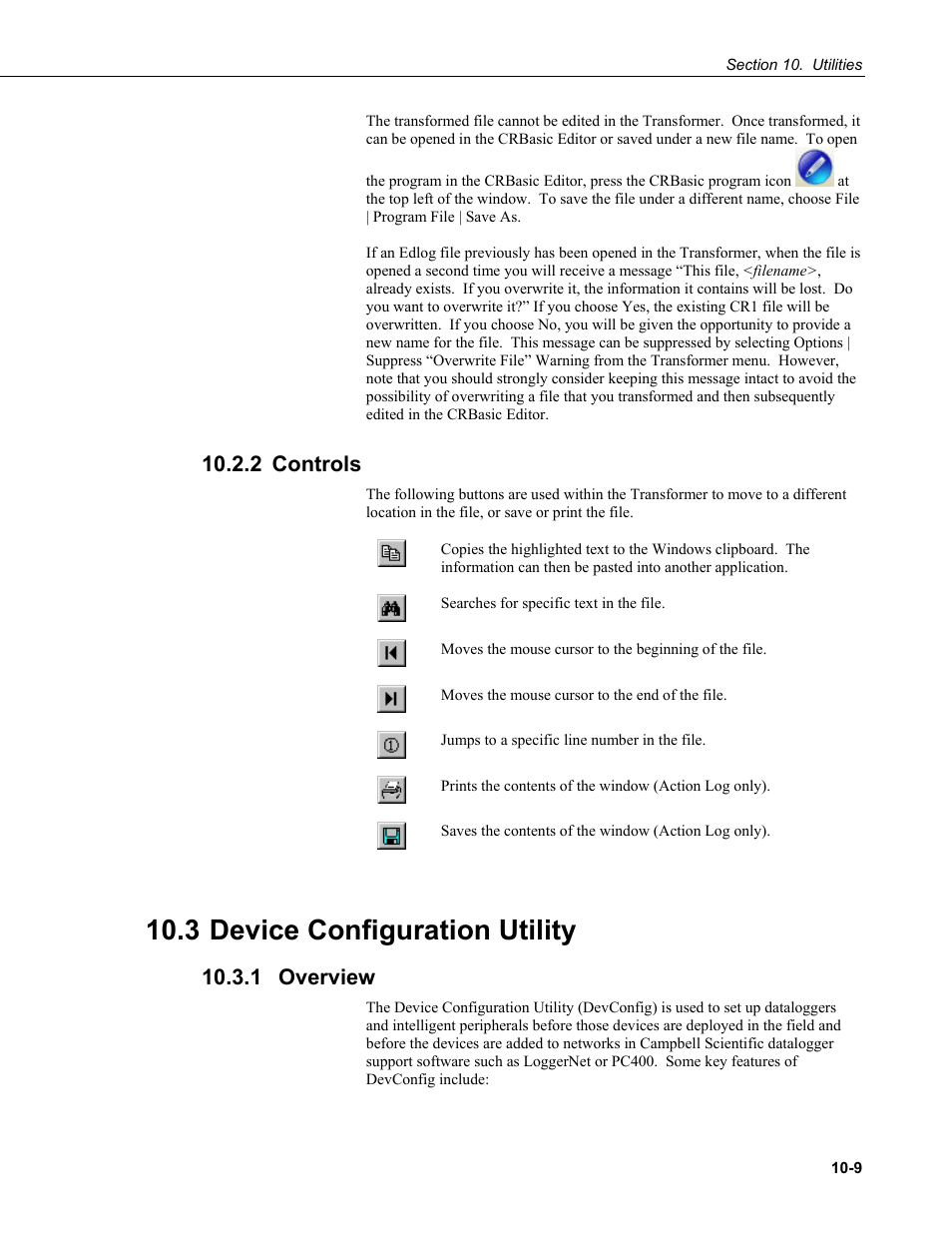 2 controls, 3 device configuration utility, 1 overview | 2 controls -9, 3 device, Configuration utility -9, 1 overview -9 | Campbell Scientific PC400 Datalogger Support Software User Manual | Page 203 / 254