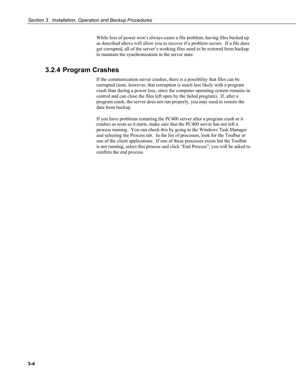 4 program crashes, 4 program, Crashes -4 | Campbell Scientific PC400 Datalogger Support Software User Manual | Page 24 / 254