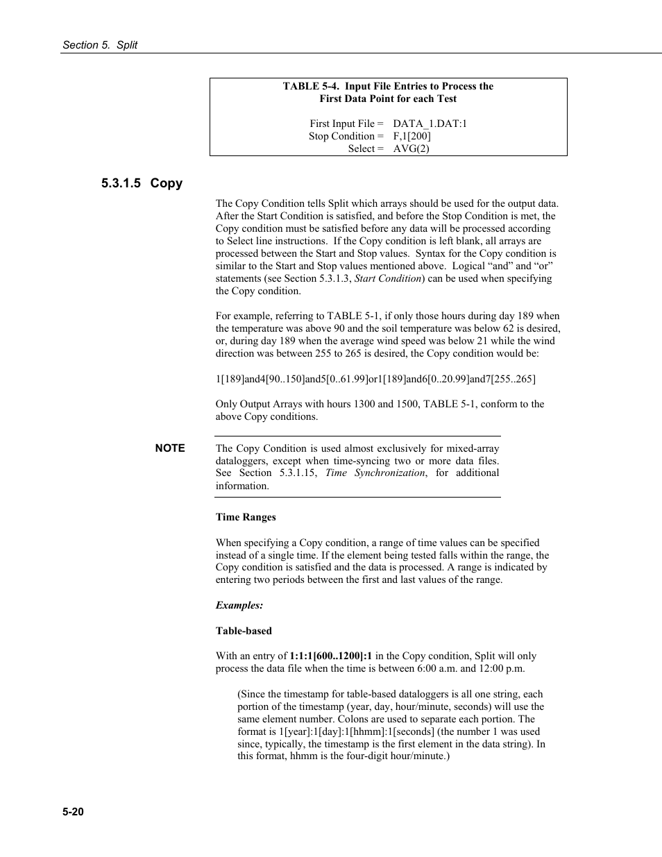 5 copy, 5 copy -20, In table 5-4 | Campbell Scientific PC400 Datalogger Support Software User Manual | Page 68 / 254