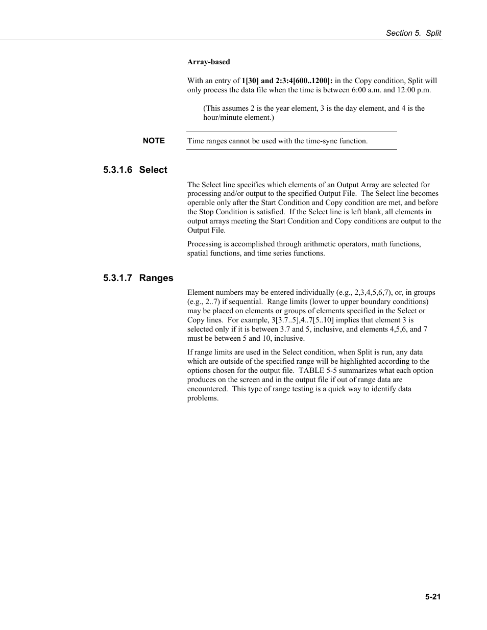 6 select, 7 ranges, 6 select -21 5.3.1.7 ranges -21 | Campbell Scientific PC400 Datalogger Support Software User Manual | Page 69 / 254