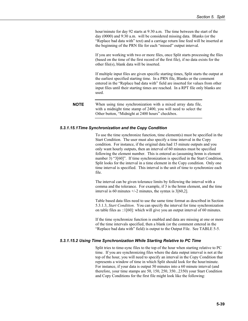 1 time synchronization and the copy condition, 1 time synchronization and the copy, Condition -39 | 2 using time synchronization while starting, Relative to pc time -39 | Campbell Scientific PC400 Datalogger Support Software User Manual | Page 87 / 254