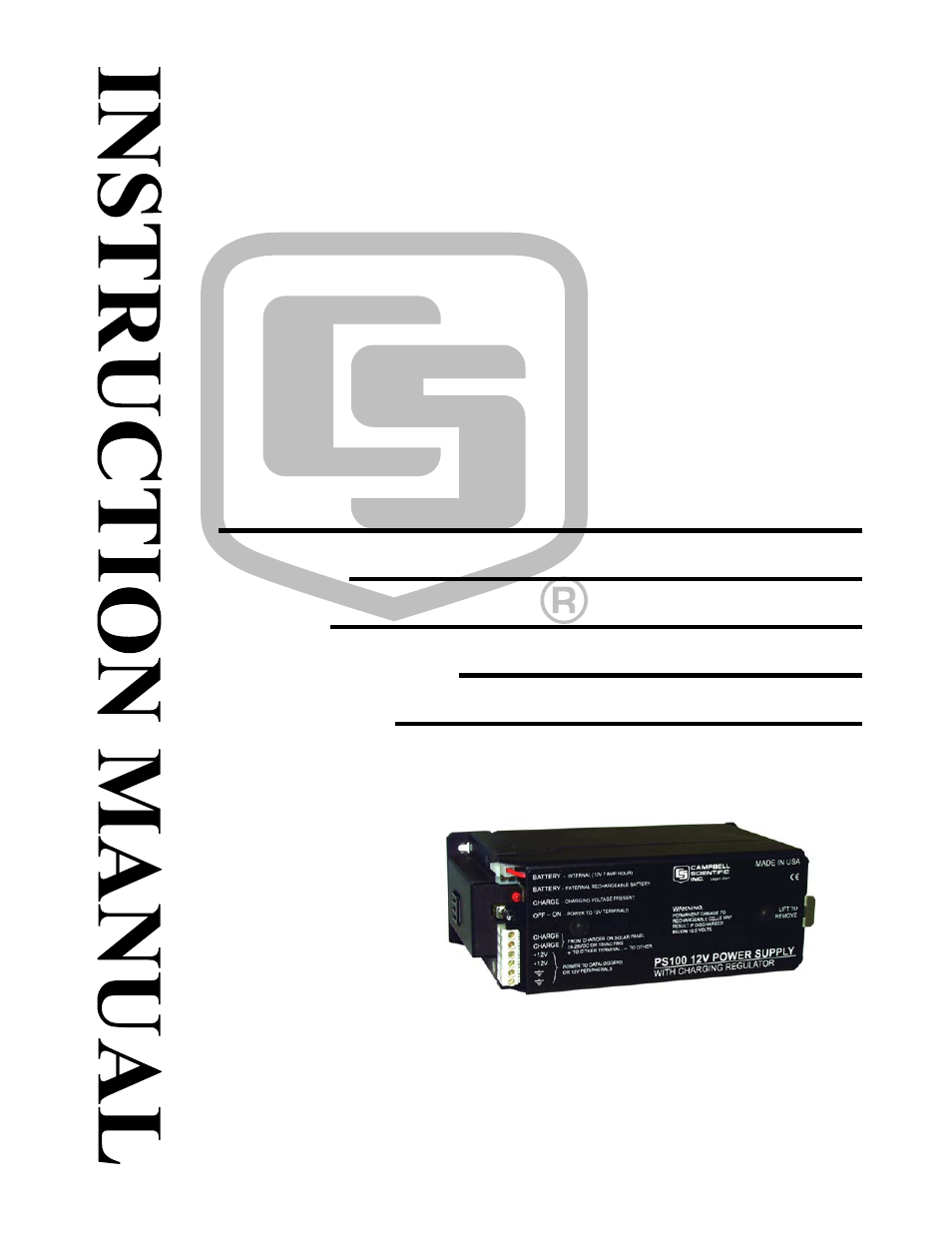 Campbell Scientific PS100 Power Supply, CH100 Regulator, and A100 and A105 Adapters User Manual | 12 pages