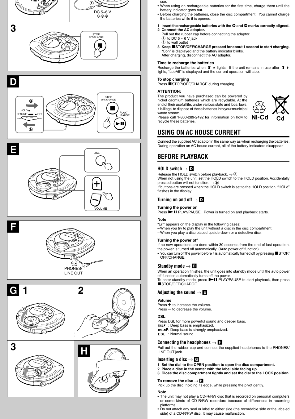 Using on ac house current, Before playback | Aiwa XP-SP910 User Manual | Page 2 / 8