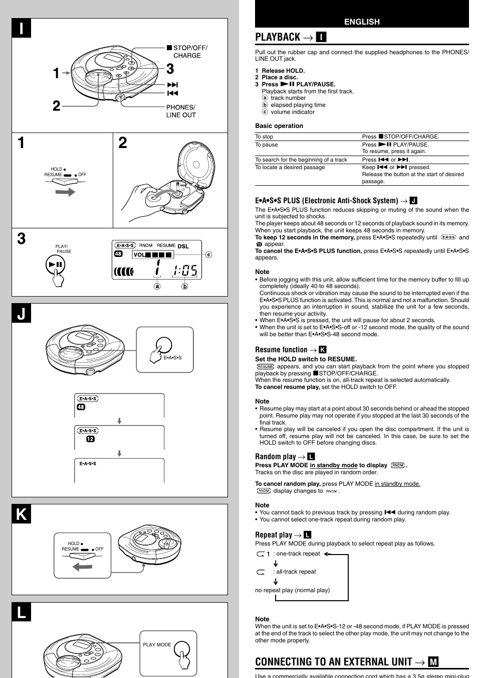 Playback → i, Connecting to an external unit → m | Aiwa XP-SP910 User Manual | Page 5 / 8