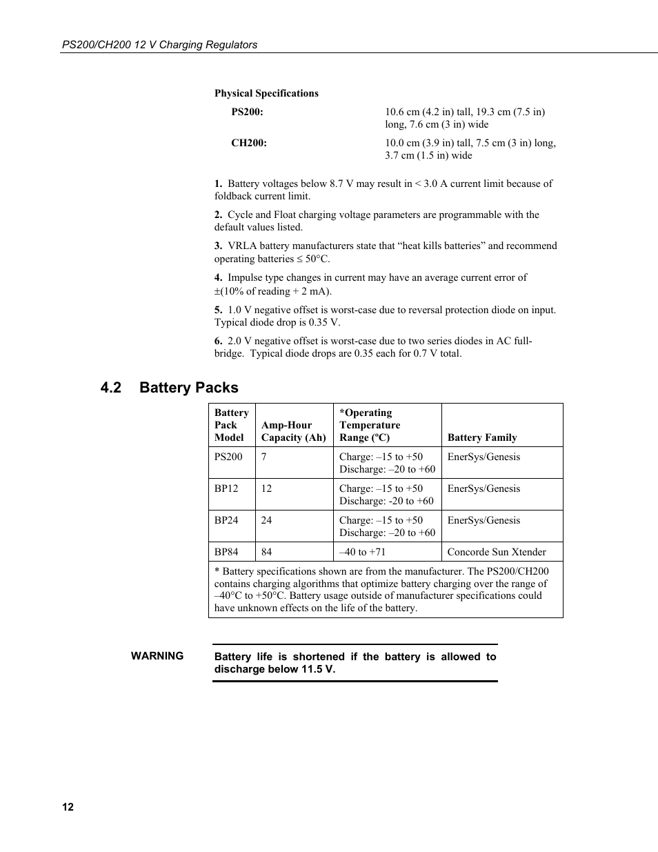 2 battery packs, Battery packs | Campbell Scientific PS200/CH200 12 V Charging Regulators User Manual | Page 20 / 104