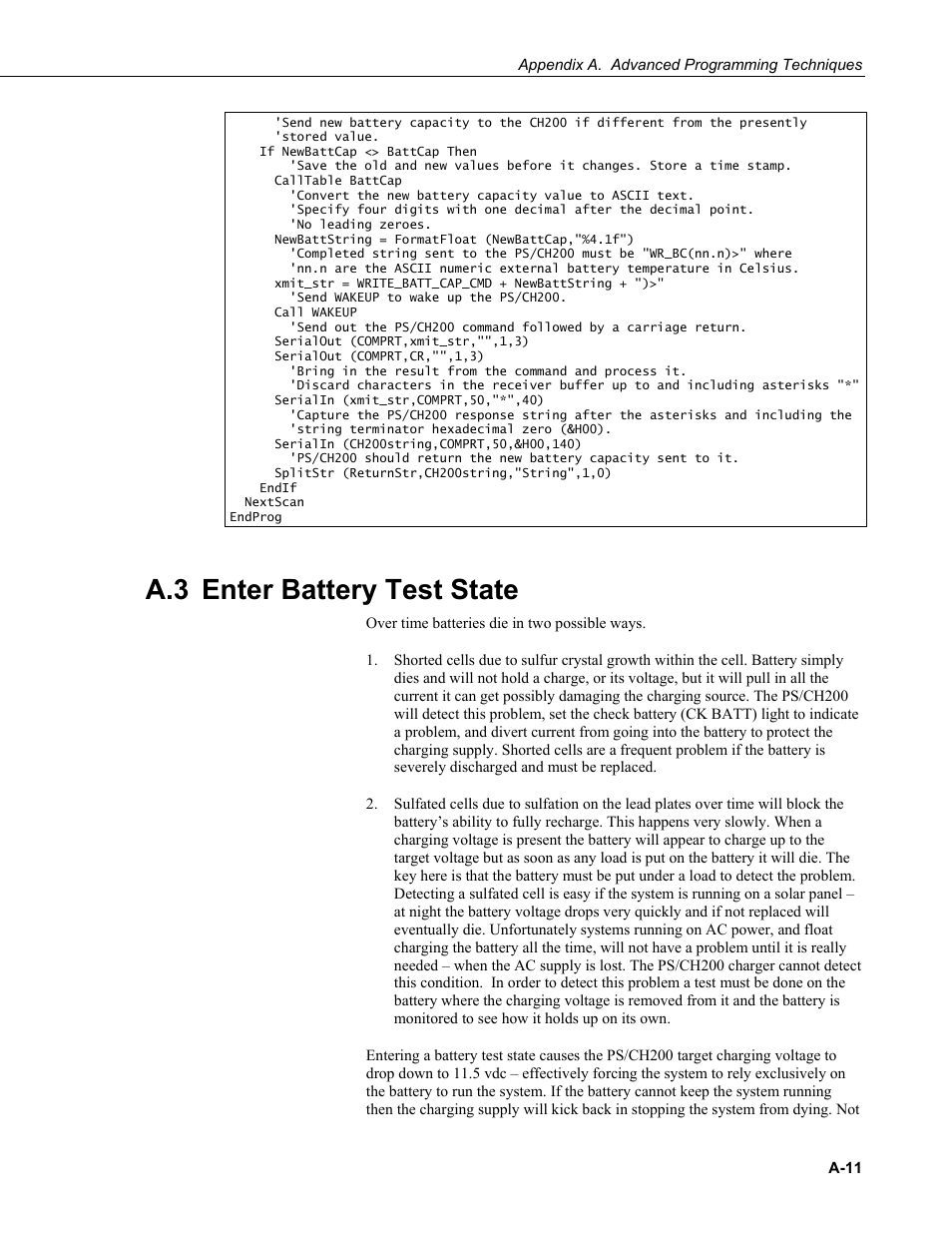 A.3 enter battery test state | Campbell Scientific PS200/CH200 12 V Charging Regulators User Manual | Page 73 / 104