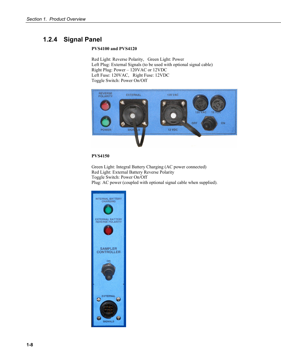 4 signal panel, Signal panel -8 | Campbell Scientific PVS4100/4120/4150 Portable Automatic Samplers User Manual | Page 16 / 96