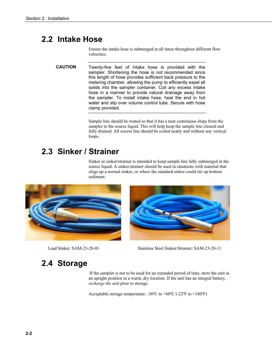 2 intake hose, 3 sinker / strainer, 4 storage | Intake hose -2, Sinker / strainer -2, Storage -2 | Campbell Scientific PVS4100/4120/4150 Portable Automatic Samplers User Manual | Page 28 / 96