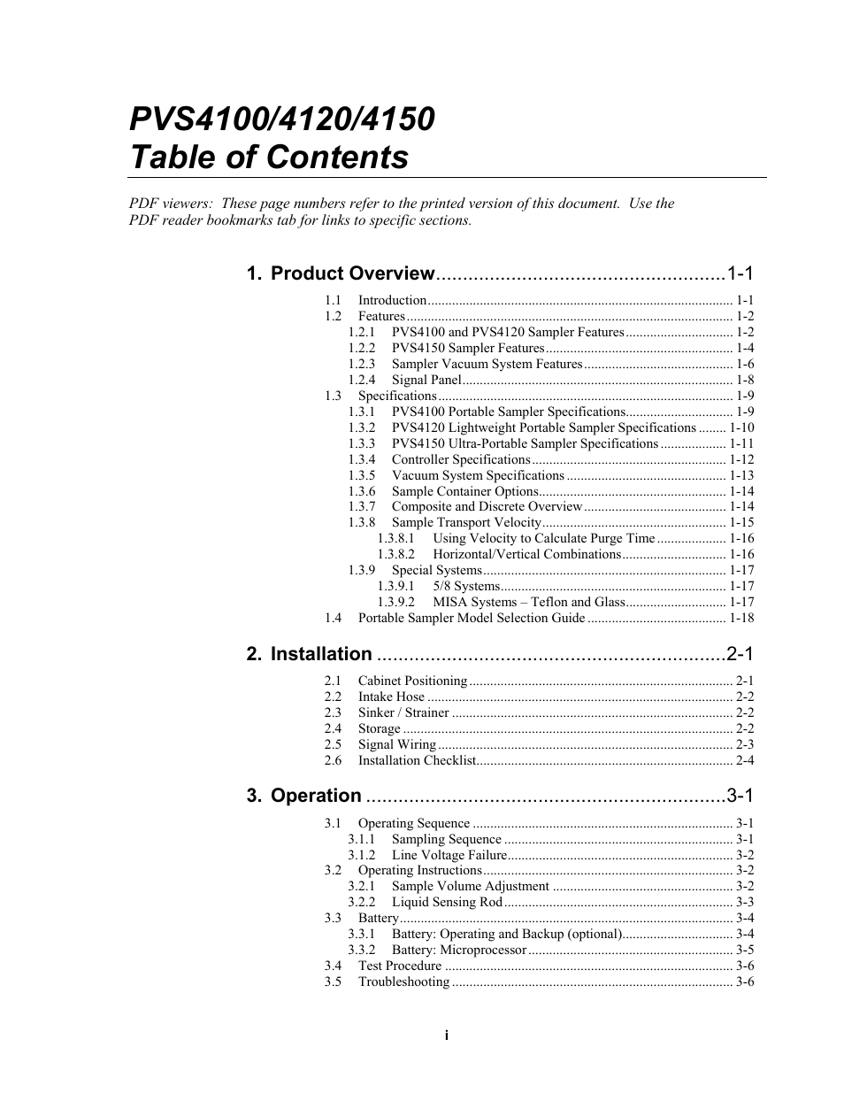 Campbell Scientific PVS4100/4120/4150 Portable Automatic Samplers User Manual | Page 5 / 96