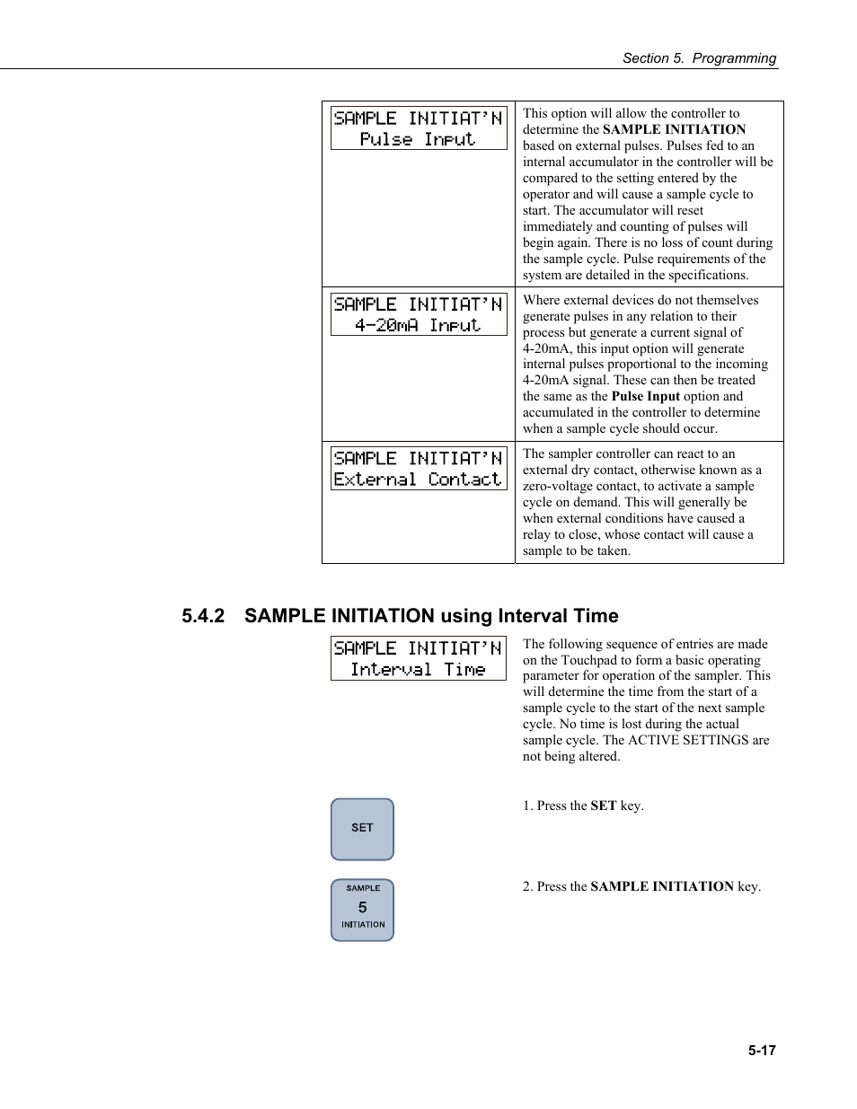 2 sample initiation using interval time, Sample initiation using interval time -17 | Campbell Scientific PVS4100/4120/4150 Portable Automatic Samplers User Manual | Page 57 / 96