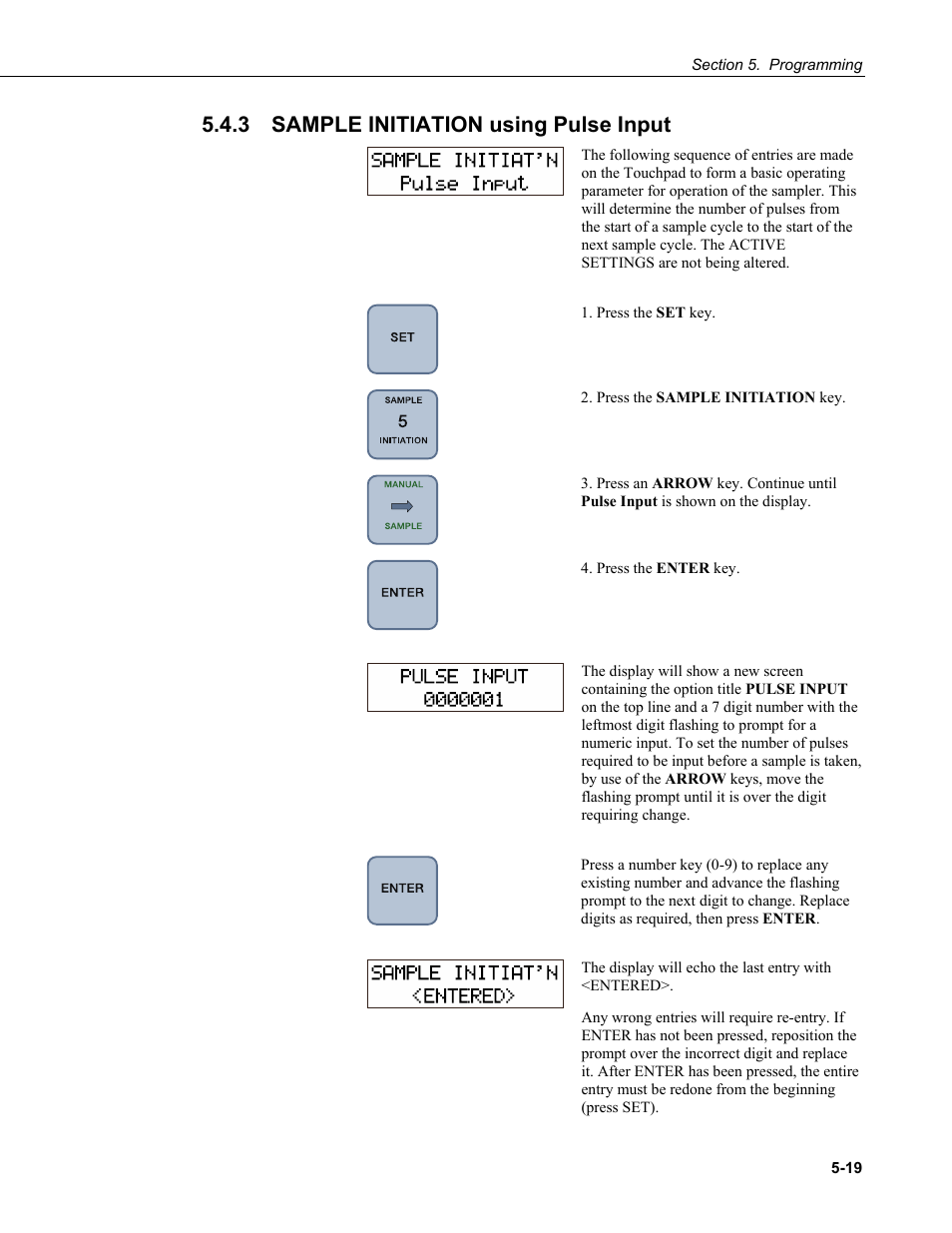 3 sample initiation using pulse input, Sample initiation using pulse input -19 | Campbell Scientific PVS4100/4120/4150 Portable Automatic Samplers User Manual | Page 59 / 96
