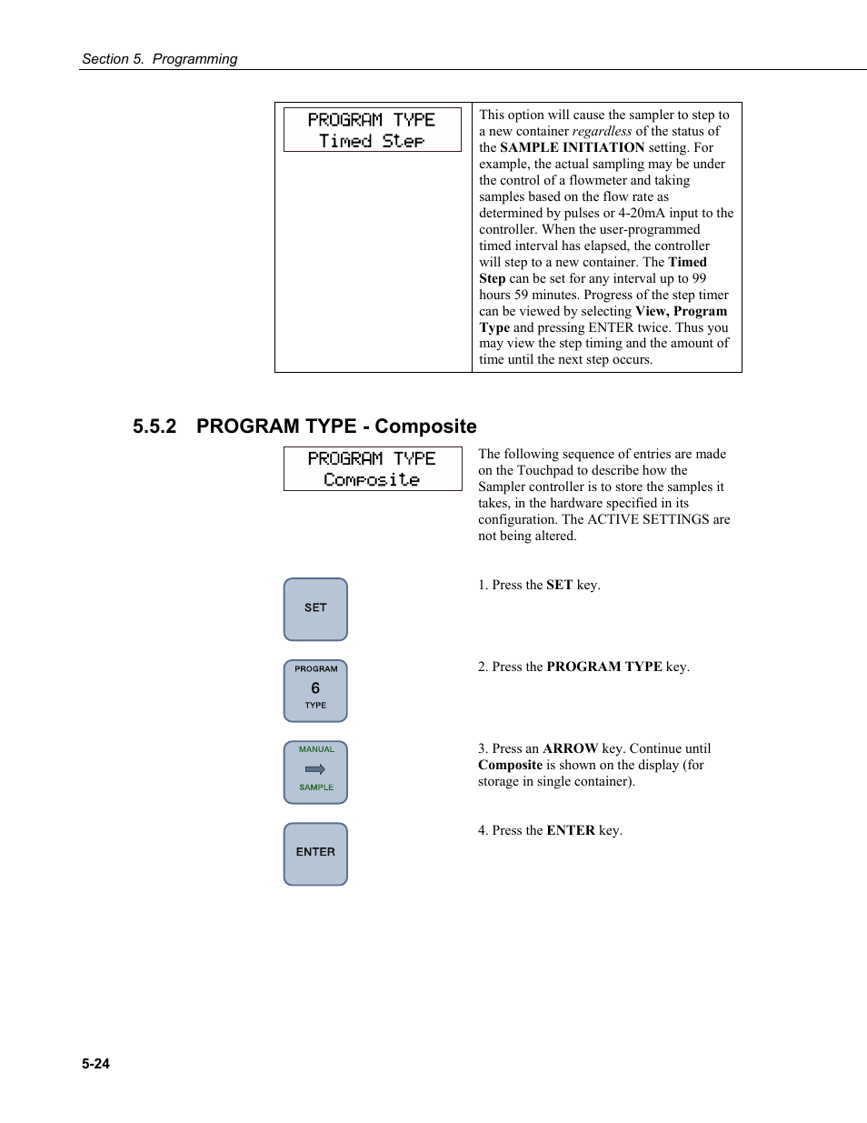 2 program type composite, Program type - composite -24, 2 program type - composite | Campbell Scientific PVS4100/4120/4150 Portable Automatic Samplers User Manual | Page 64 / 96