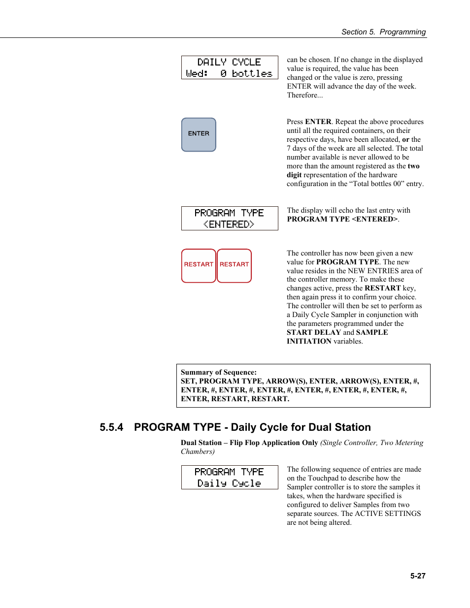 4 program type daily cycle for dual station, Program type - daily cycle for dual station -27, 4 program type - daily cycle for dual station | Campbell Scientific PVS4100/4120/4150 Portable Automatic Samplers User Manual | Page 67 / 96