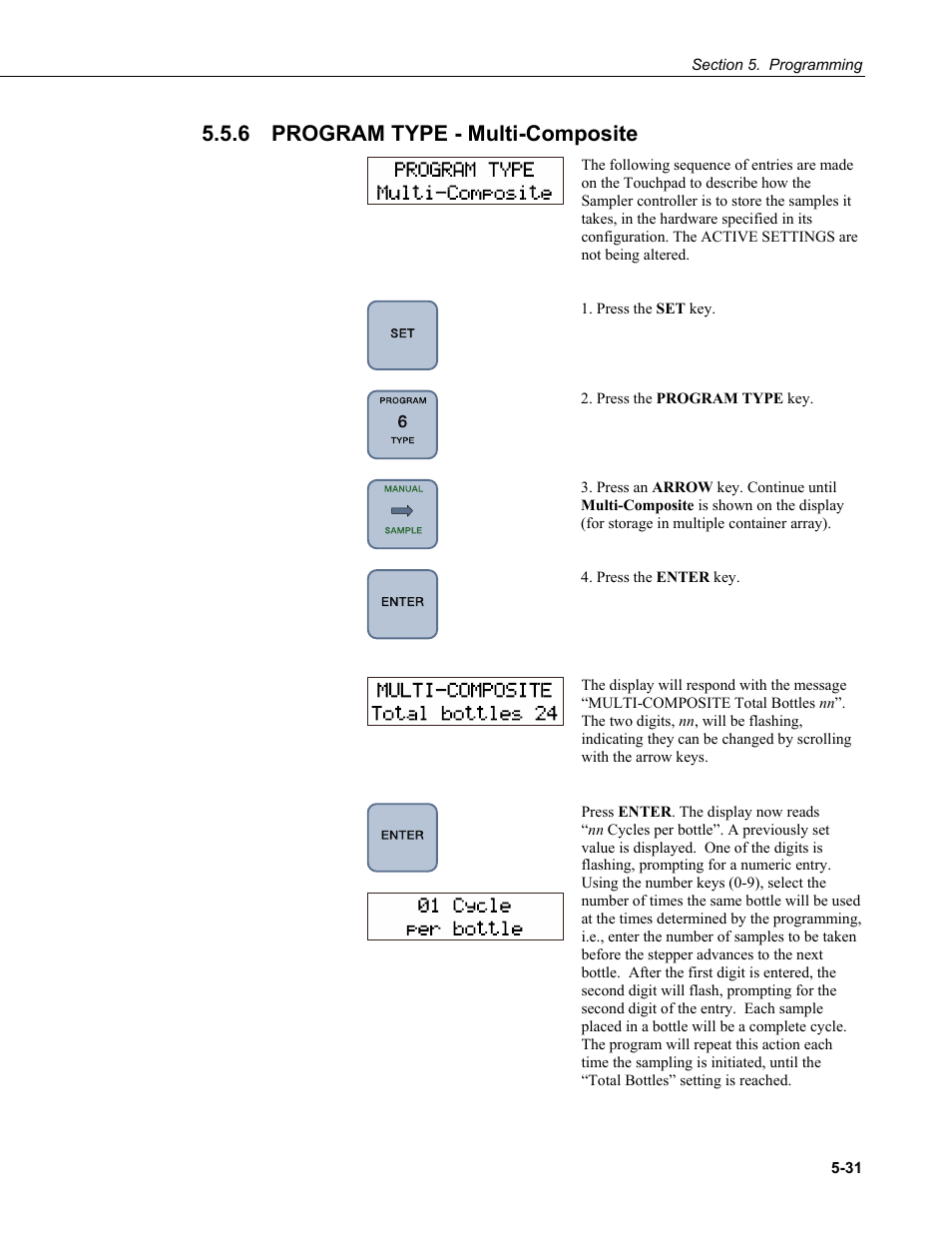 6 program type multicomposite, Program type - multi-composite -31, 6 program type - multi-composite | Campbell Scientific PVS4100/4120/4150 Portable Automatic Samplers User Manual | Page 71 / 96